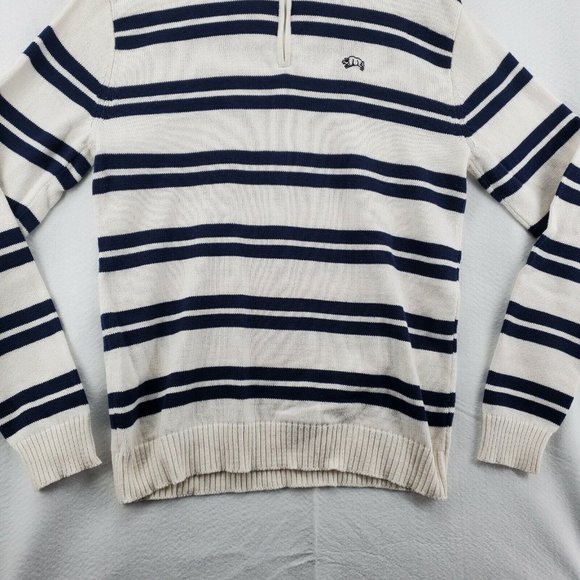 AMERICAN RAG Sweater Men's Long Sleeve Striped 1/4 Zip Pullover White Large - Picture 4 of 12